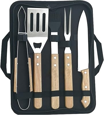 Ensemble d'outils de barbecue ocuzz® premium avec poignées en chêne accessoires