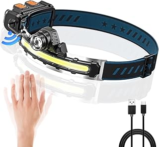 Lampe frontale à 2 led avec capteur de mouvement 6 modes