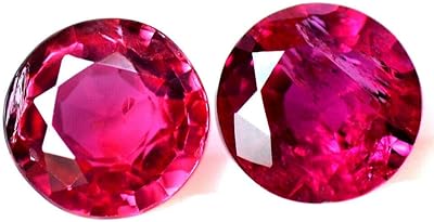 Pierre précieuse en vrac à facettes de forme ronde rubis rouge, couleur rouge