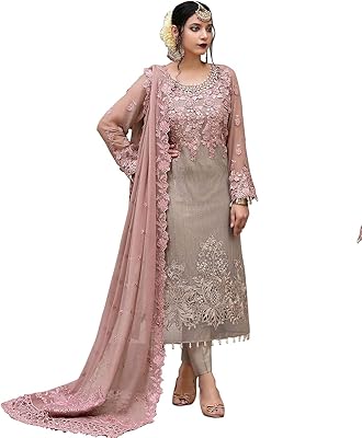 Shafnufab® costume salwar pakistanais semi-cousu en georgette pour femme