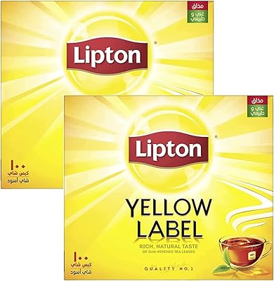 Thé noir lipton yellow label, 2 x 100 sachets de thé