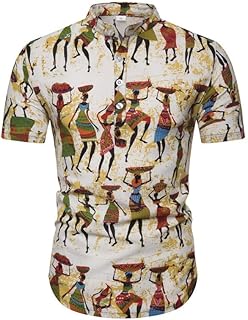 Chemise d'été ample à manches courtes en lin pour hommes, chemise décontractée à