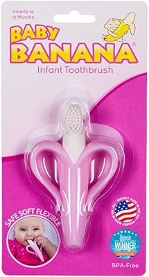 Baby banana - brosse à dents design banane rose, brosse à dents d'entraînement