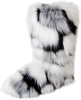 Bottes en fausse fourrure gegefur pour femme, bottes mi-mollet en fourrure moelleuse, bottes