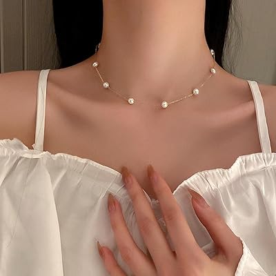 Goodrun collier de perles simple et élégant pour femmes, chaîne de perles réglable