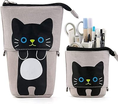 Organisateur de bureau inbest cat avec porte-stylo en tissu, boîte de papeterie verticale