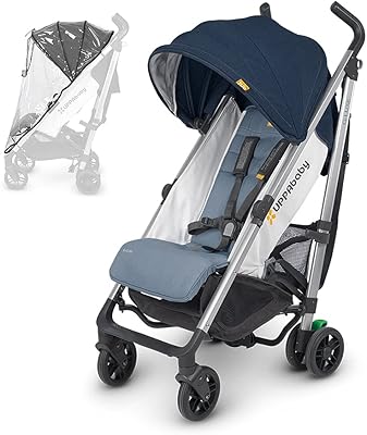 Poussette bébé babybaby g-lux aidan (denim argent) + housse de pluie
