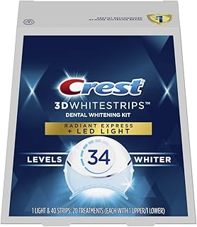 Bandes de blanchiment des dents crest 3d, radiant express avec lumière accélératrice led