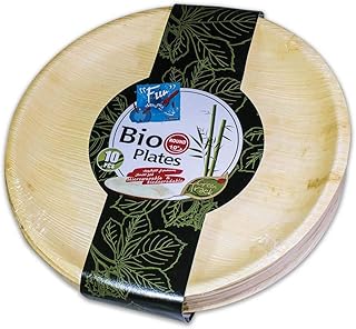 ASSIETTE CIRCULAIRE DE FEUILLES DE PALMIER BIOLOGIQUES BIODÉGRADABLES AU MICRO-ONDES, 10", PAQUET
