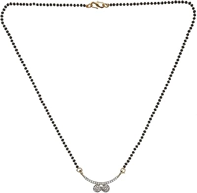 Collier traditionnel indien mangalsutra plaqué or avec diamants et oxydes de zirconium