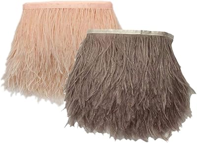 Jupe généreuse et confortable de 2 mètres, plumes d'autruche teintes, bordures à franges