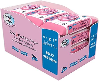 Lingettes pour bébé cool & cool, 80 lingettes, lot de 12