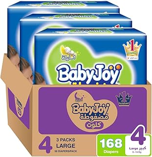Couches babyjoy culotte taille l, mega pack taille 4 pour 10-18 kg, 168