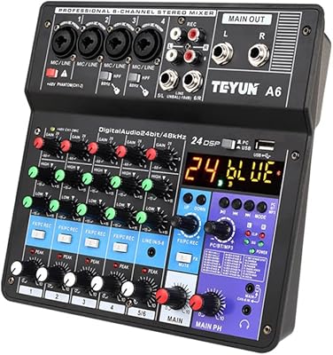Console audio, mini console audio portable a6 6ch avec carte son usb