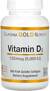Gélules molles de gélatine de poisson california gold nutrition 360 vitamine d3