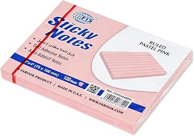 Cahier adhésif fis® 3" x 4" paquet de 12 ligné rose
