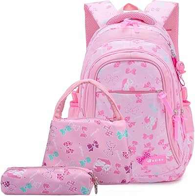Ensemble de 3 sacs à dos d'école pour étudiants, cartable imprimé chat mignon