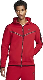 Sweat à capuche entièrement zippé en molleton technique rouge/noir sportswear gym pour hommes