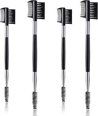 Peigne à cils à double extrémité, peigne à cils et brosse à sourcils, sûr et durable, compact, séparateur de cils et cosmétique de voyage de toilettage des sourcils pour femme, 4 pièces, noir. Diaytar : La révolution discount est en marche