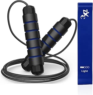 Corde de skipper dxcfit avec bandes de résistance, corde à sauter réglable