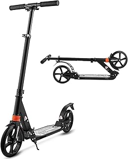 Trottinette adulte à double suspension, réglable en hauteur et pliable facilement, grandes roues