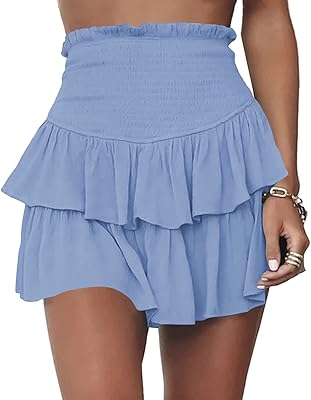 Micolo mini jupe d'été à volants taille haute pour femme avec short