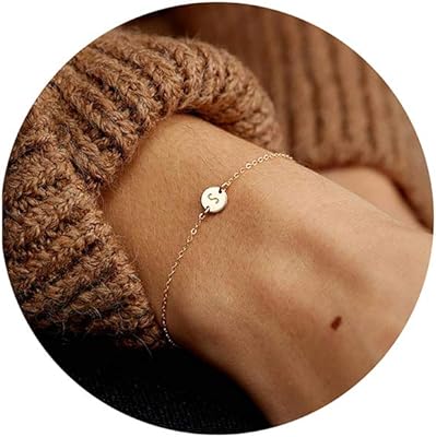Bracelet initial personnalisé glimmerst, bracelet élégant en acier inoxydable plaqué or 18 carats