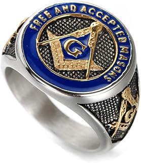 Ifuaqz bague homme acier inoxydable symbole maçonnique franc-maçonnerie argent or bleu gratuit