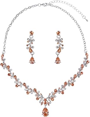 Ensemble de bijoux collier et boucles d'oreilles en cristal clair lys et blanc