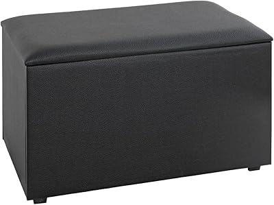 Coffre de siège haku möbel, bois d'ingénierie, tissu synthétique, cuir, noir, t 40