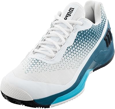 Chaussures de tennis rush pro 4.0 terre battue pour hommes, blanc et bleu
