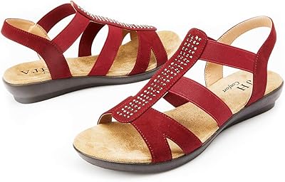 Sandales plates vjh comfort pour femmes avec strass, bout ouvert, sangle arrière flexible à enfiler, confortable, marche décontractée. Un océan de bonnes affaires sur Diaytar Sénégal