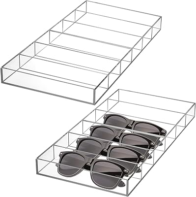 Paquet de 2 organisateurs de présentation de lunettes de soleil en acrylique étui