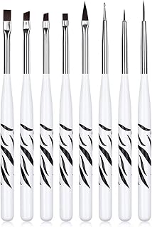 Ensemble de 8 pinceaux pour nail art a&m zebra print comprenant un stylo