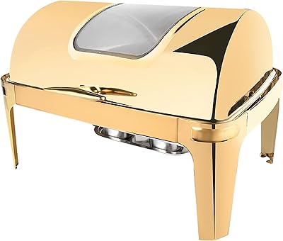 Ensemble de service buffet chaud réchaud rond avec couvercle en acier inoxydable plaque