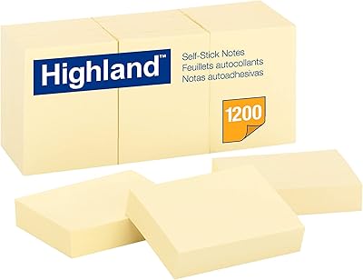 Notes autocollantes hyland, 1,5" x 2", jaune, paquet de 12 (6539)