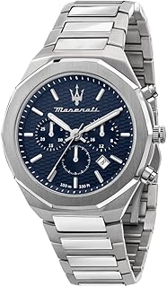 Montre chronographe pour homme style 45 mm, argent, chronographe, argent, chronographe