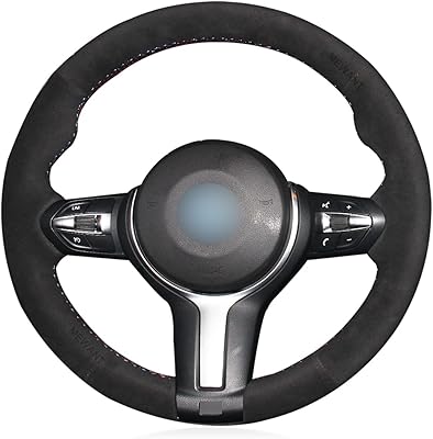 Couvre-volant de voiture en daim noir munent (épaisseur 14 mm) pour bmw