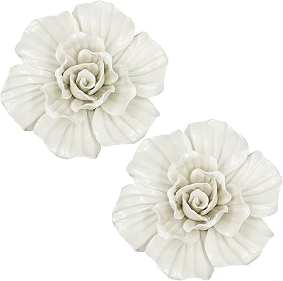 Liucoxie lot de 2 pièces de décoration murale en céramique avec fleurs artificielles 3d pour salon, maison, couloir, chambre à coucher, ferme, salle de bain, cuisine. Commandez en toute confiance sur Diaytar, votre marketplace de confiance