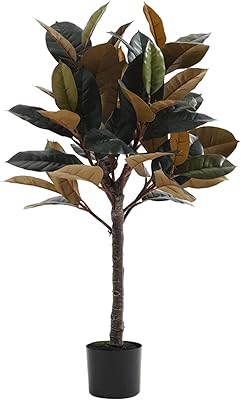 Bonsaï artificiel arbre artificiel de 39 pouces, faux hévéa avec des feuilles denses
