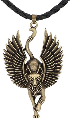 Collier chaîne chat maldery lanseis une pièce statue de égyptien noir