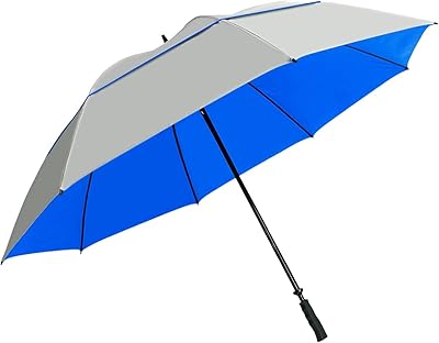 Parapluie coupe-vent réfléchissant suntek 68\" avec double ventilation (argent/bleu)