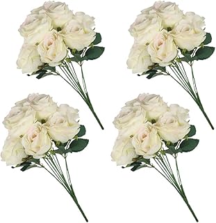 Yatai lot de 4 fleurs artificielles en soie rose pour décoration – fausses