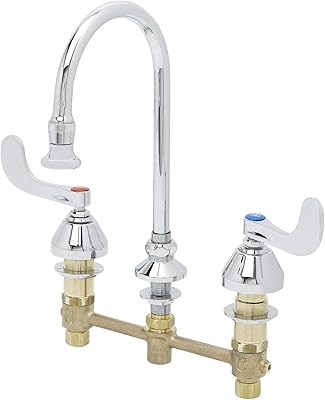 Robinet médical t&s brass b-2865-04 à montage sur pont de 8" avec poignées
