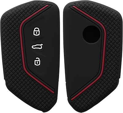 Couvercle de clé mobile kw compatible avec volkswagen golf 8 - noir/rouge