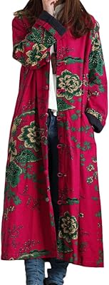 Manteau en coton et lin lzjn pour femme, veste longue à imprimé floral