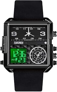 Montre de sport numérique pour hommes affichage led carré grand cadran