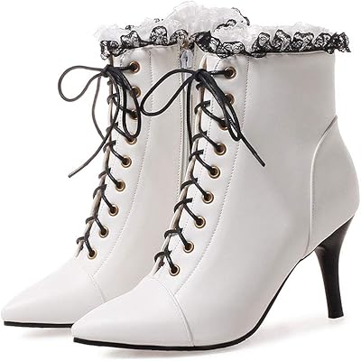 Bottines à bout pointu avec lacets sur le côté et fermeture éclair