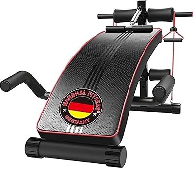 Banc assis robuste marshall fitness avec bande de résistance à ressort et barres
