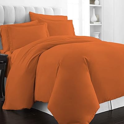 Parure de lit bizona en coton 400 fils orange brûlé 100